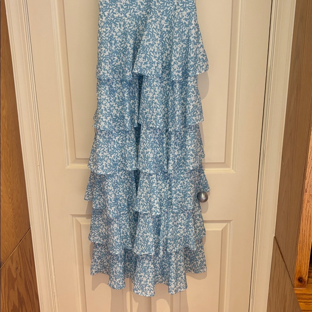 Blue Ruffle Maxi Dress - Picture 8 of 11